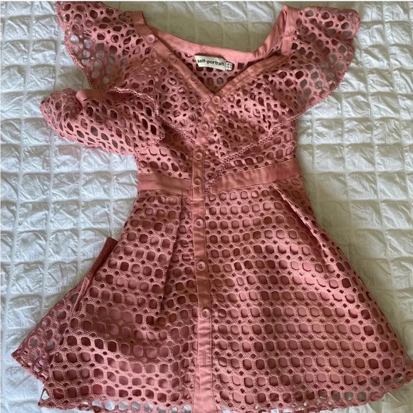 Self portrait asymmetric pink frill flutter ruffle mini dress - Picture 12 of 16